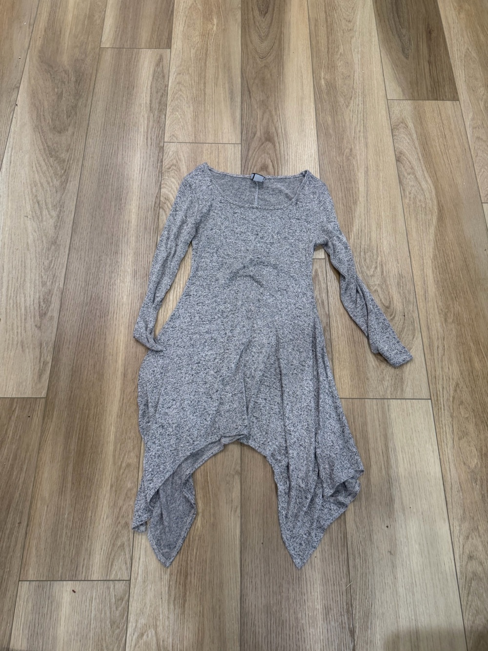 Y2K TMG Gray Long Sleeve Handkerchief Hem Dress - Women